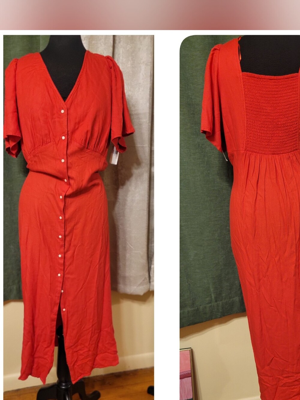 Old Navy Scarlet Button-Front Midi Dress